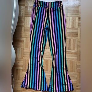Multi-coloured stripe bell bottoms